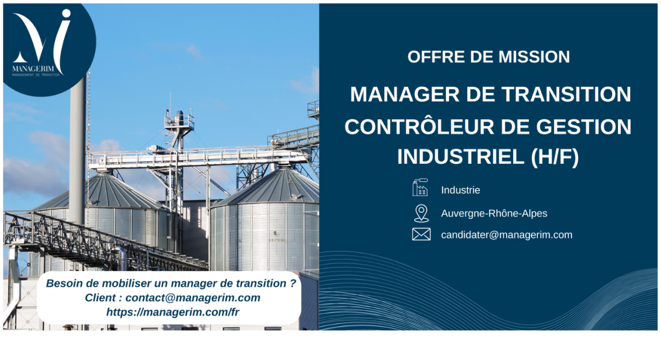 Manager de Transition Contrôleur de Gestion Industriel Industrie MANAGERIM