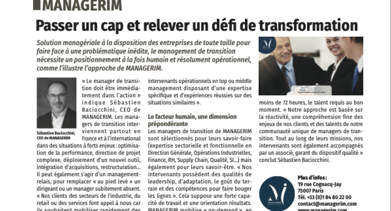 Interview sur le Management de Transition dans le Figaro - MANAGERIM