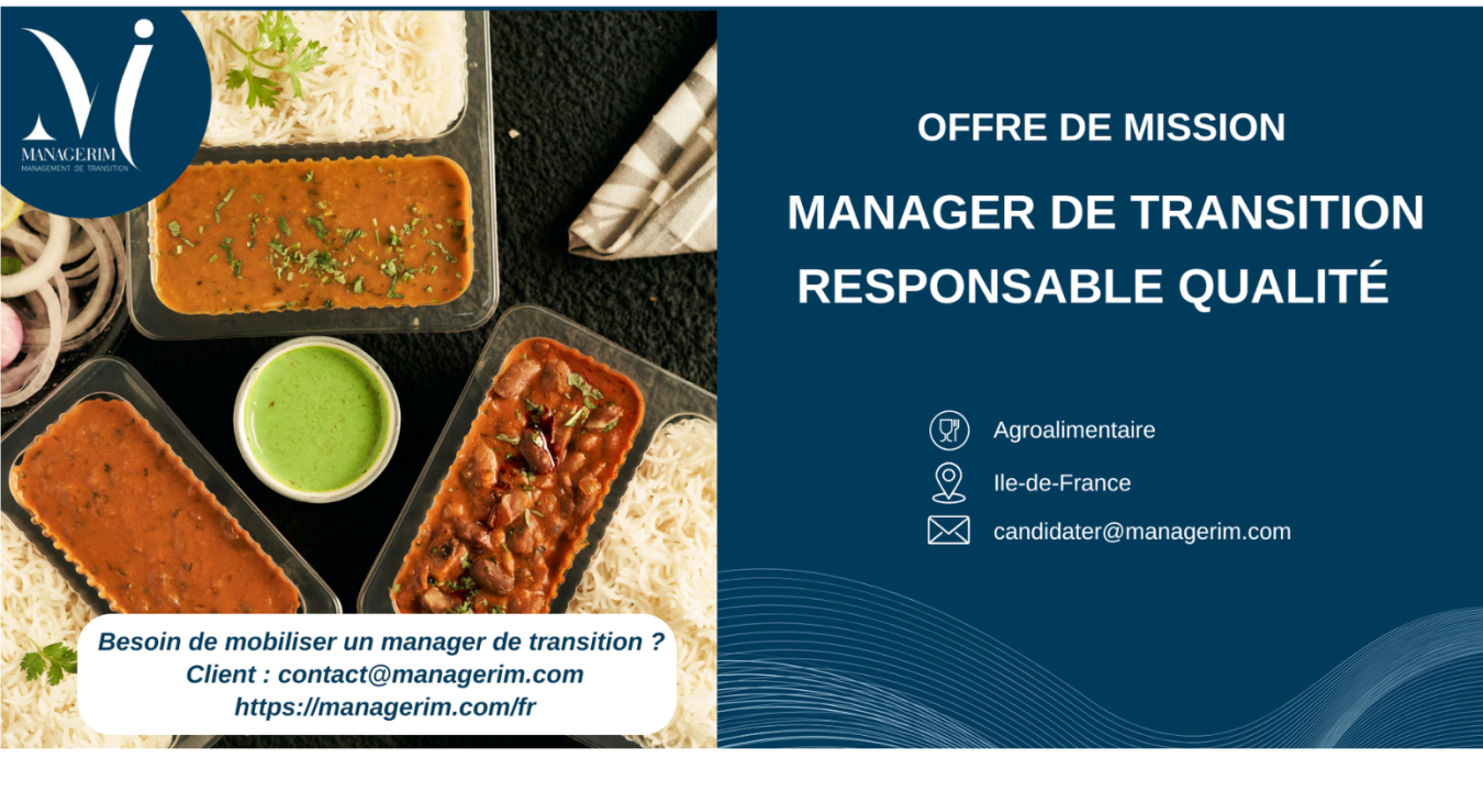 Manager de Transition Responsable Qualité Industrie Agroalimentaire MANAGERIM