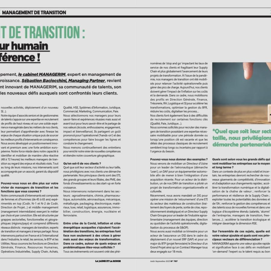 Interview de Sébastien Baciocchini pour le magazine des alumnis de l'école Polytechnique, La Jaune et La Rouge.