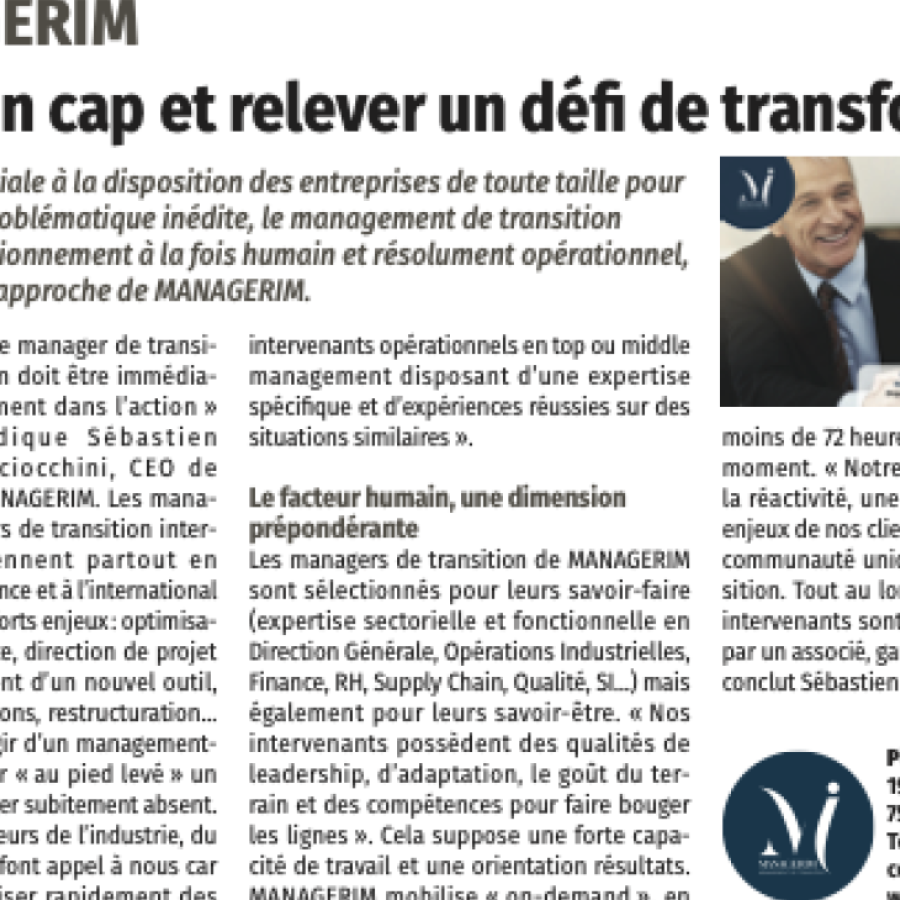 Interview sur le Management de Transition dans le Figaro - MANAGERIM