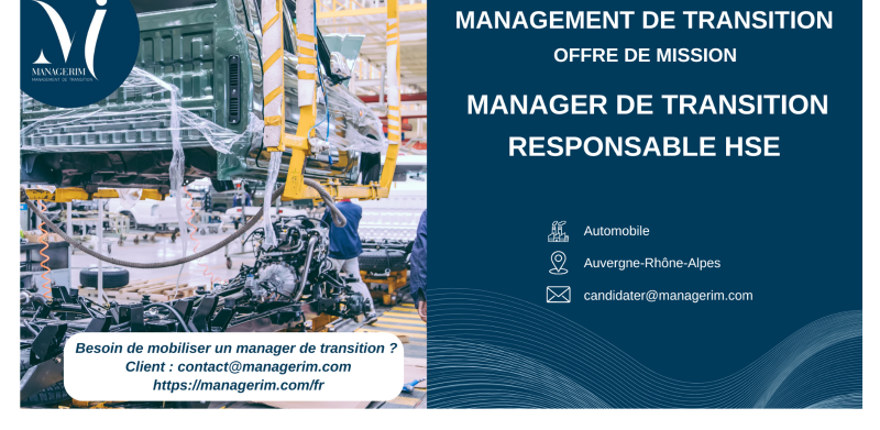 Manager de Transition Responsable HSE Industrie Automobile MANAGERIM