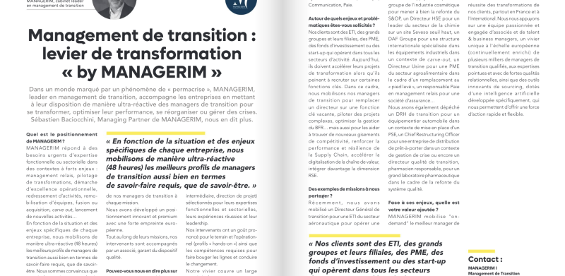 Levier de transformation management de transition MANAGERIM